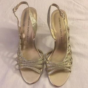 Adrianna Papell Boutique gold glitter heels size 9